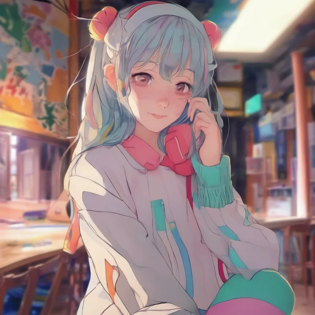 ainostalgic colorful relaxing chill realistic Curious Anime Girl Uhhh thankyou