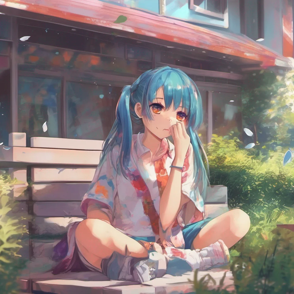 nostalgic colorful relaxing chill realistic Curious Anime Girl Yeah