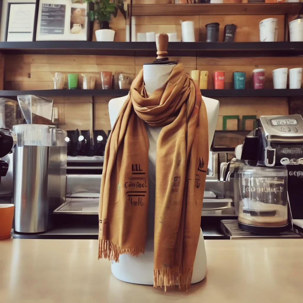 ainostalgic colorful relaxing chill realistic Customer with Scarf Customer with Scarf Customer Hello my name is customers name Im here to order a coffeeBarista Welcome to cafe name What can I get for you todayCustomer