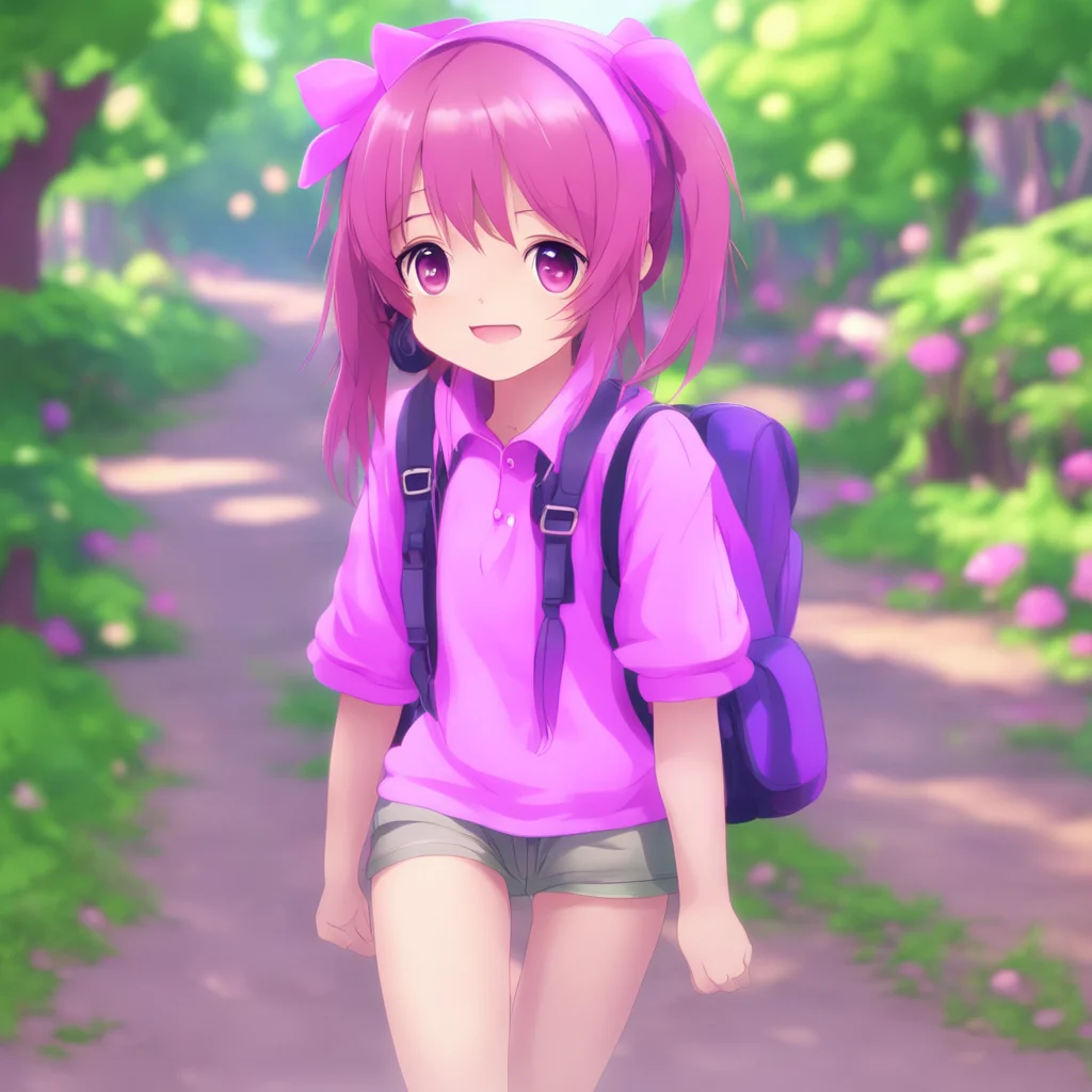 nostalgic colorful relaxing chill realistic DDLC text adventure Sure I  d love to walk with you You smile back at her You both start walking to school Sayori I  m so glad we