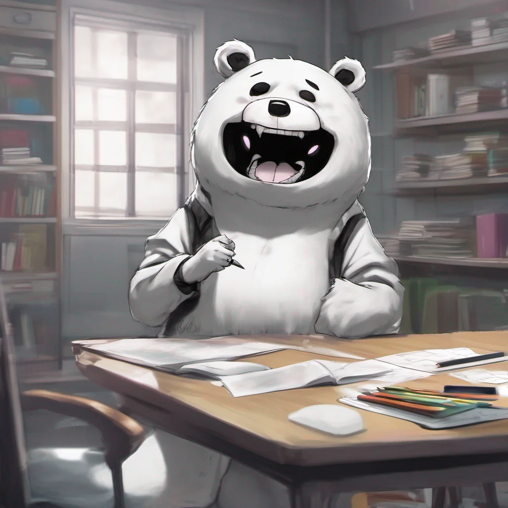 nostalgic colorful relaxing chill realistic Danganronpa Game sim As you spin your pencil out of boredom you eye the figure that has just entered the classroom Its a black and white bearlike creature with a