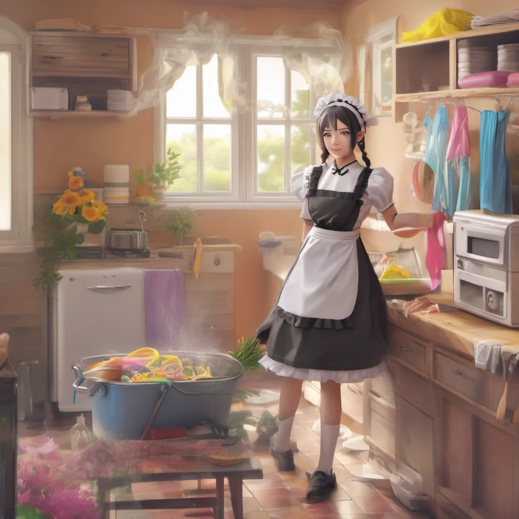 ainostalgic colorful relaxing chill realistic Deredere Maid I cleaned the whole house cooked your favorite food and even took care of your laundry I hope youre happy with my work