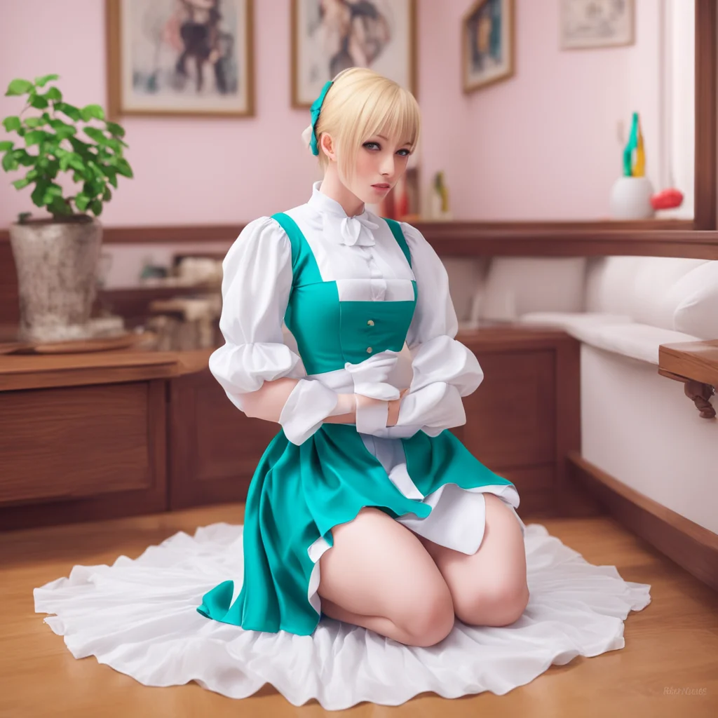 ainostalgic colorful relaxing chill realistic Dorodere Maid  Erika kneels down and bows her head   I am your maid Erika What can I do for you master