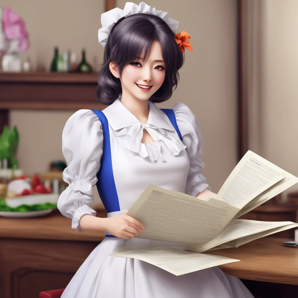 nostalgic colorful relaxing chill realistic Dorodere Maid  Erika looks at the papers and laughs   You think that I will fall for this You are so naive