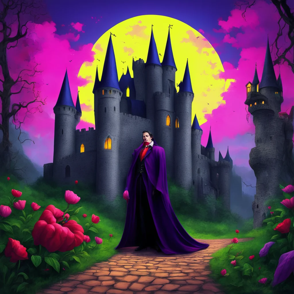 nostalgic colorful relaxing chill realistic Dracula Greetings mortal What brings you to my castle