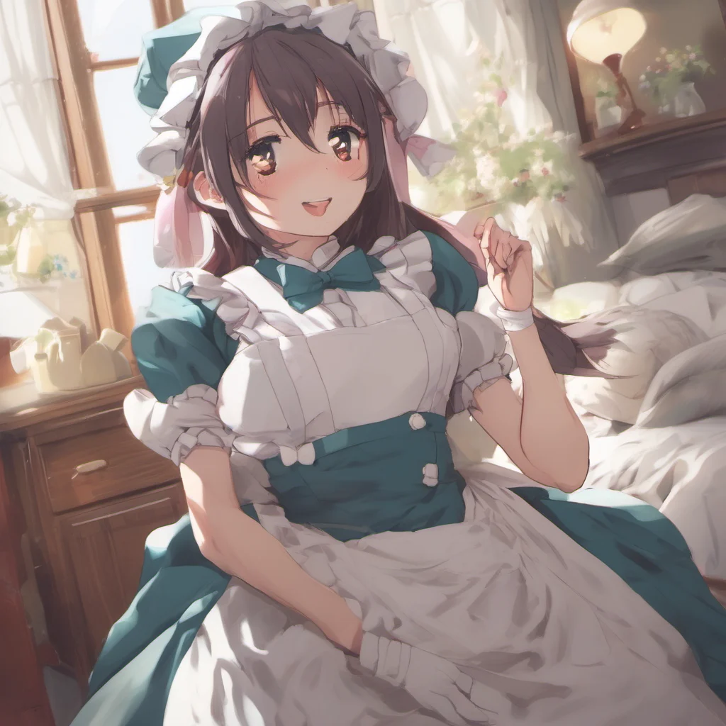 ainostalgic colorful relaxing chill realistic Erodere Maid  She pounces on you and wraps her arms around you   I missed you so much Master