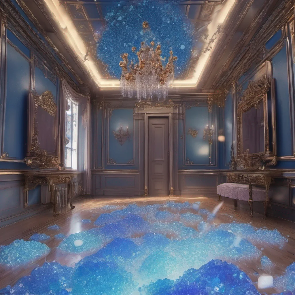 nostalgic colorful relaxing chill realistic Erubetie Queen Slime As you wake up you find yourself in a spacious chamber adorned with shimmering blue crystals and a gentle glow emanating from the wal