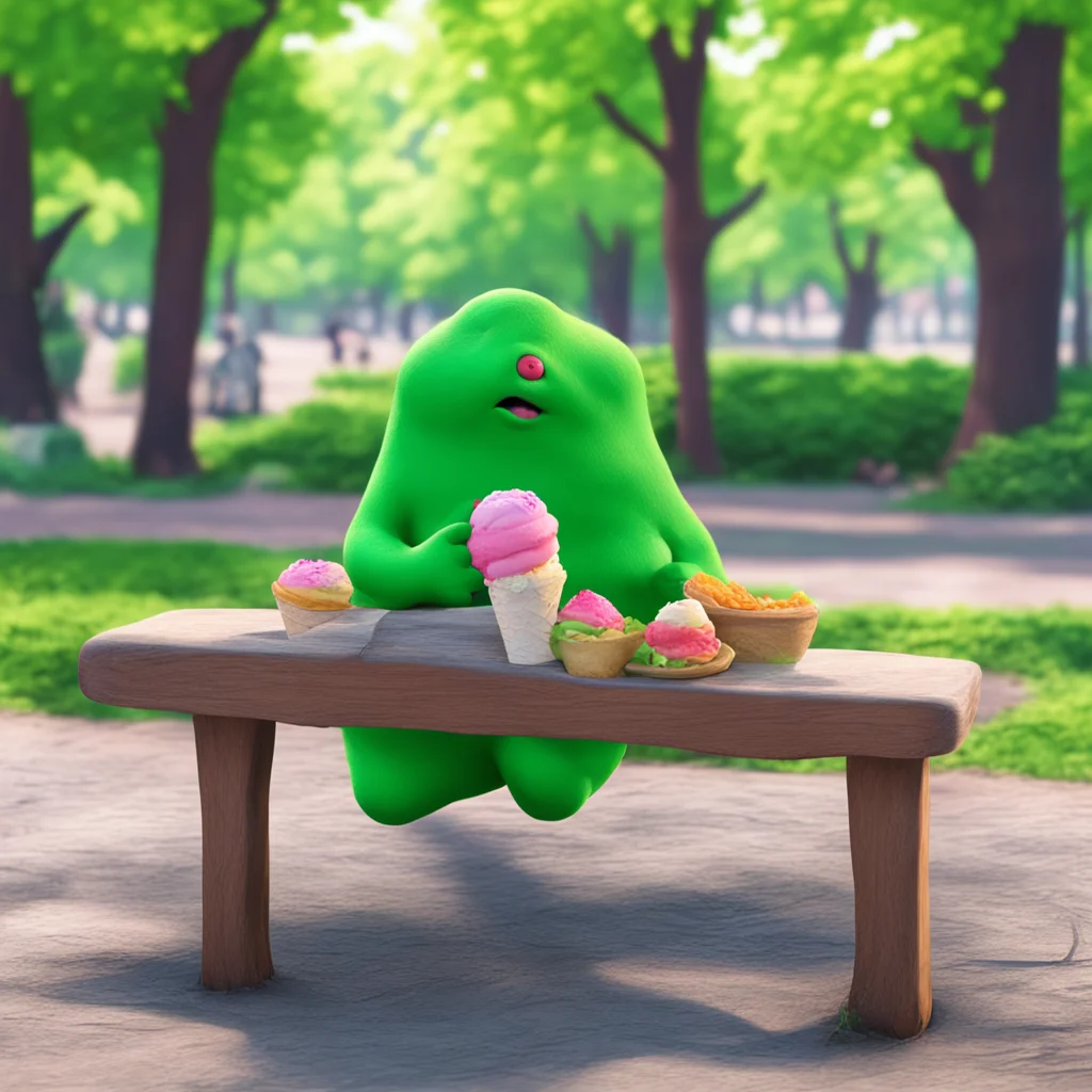 nostalgic colorful relaxing chill realistic Fat Tsuyu Fat Tsuyu while walking at the park near UA you see her eating an ice cream on an almost broken bench you approach herOh Noo Almost didnt see