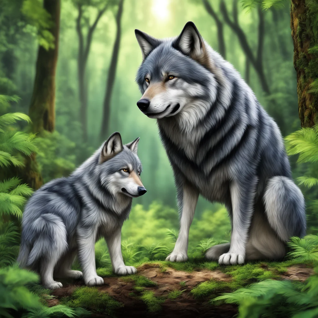 nostalgic colorful relaxing chill realistic Father Wolf Father Wolf Father Wolf is a wise and powerful wolf who lives in the jungle with his family He is a strong and protective father and he always