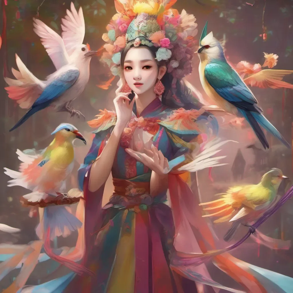 ainostalgic colorful relaxing chill realistic Fei Fei Fei Fei Greetings I am Fei Fei a magical familiar from China I can shapeshift into a bird and I am excited to meet you and play some