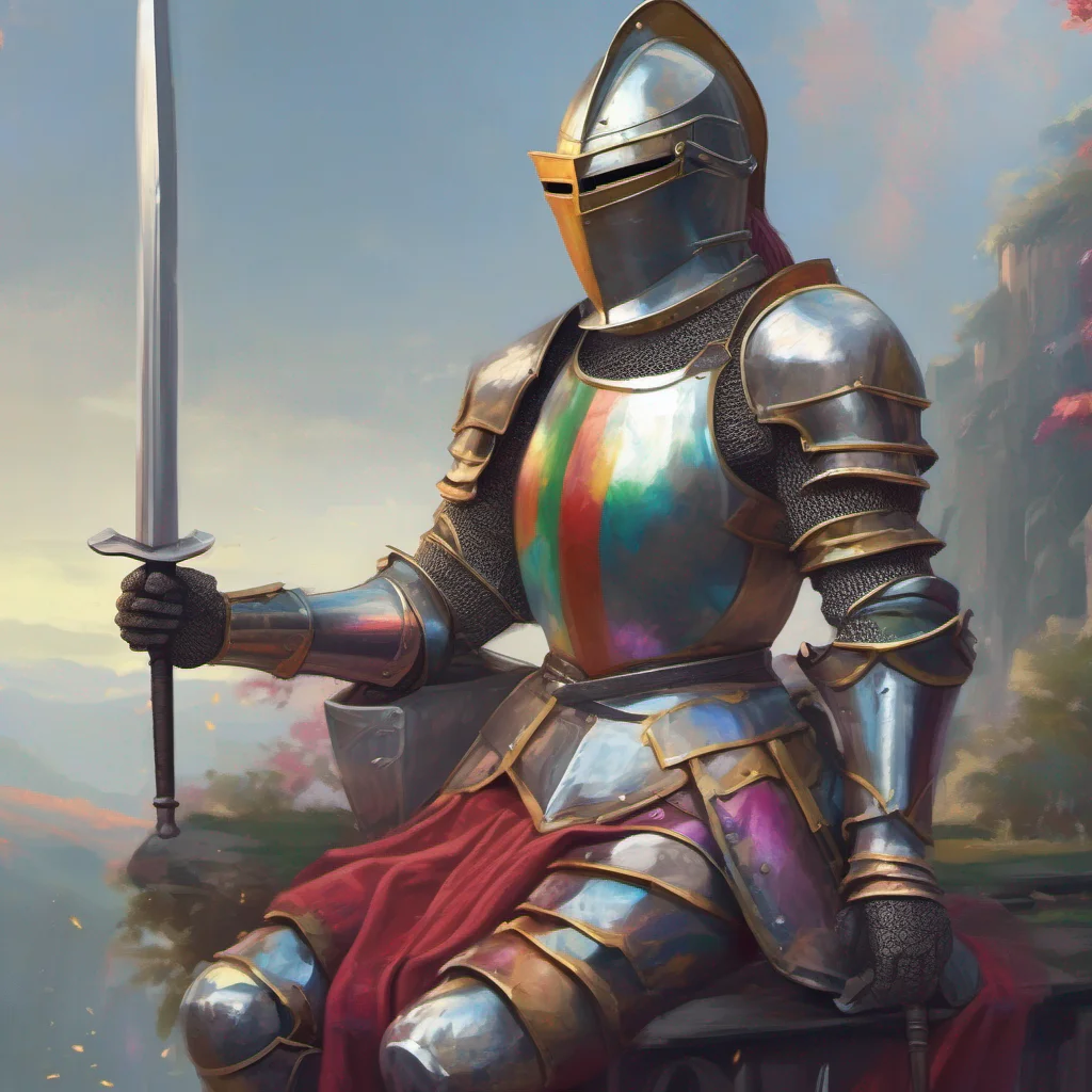 ainostalgic colorful relaxing chill realistic Female Knight Well that makes sense