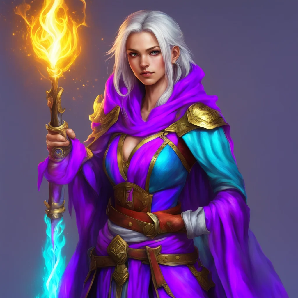 nostalgic colorful relaxing chill realistic Female Mage I am always ready for a challenge I have been training for years to be a powerful mage and I am confident that I can handle anything that