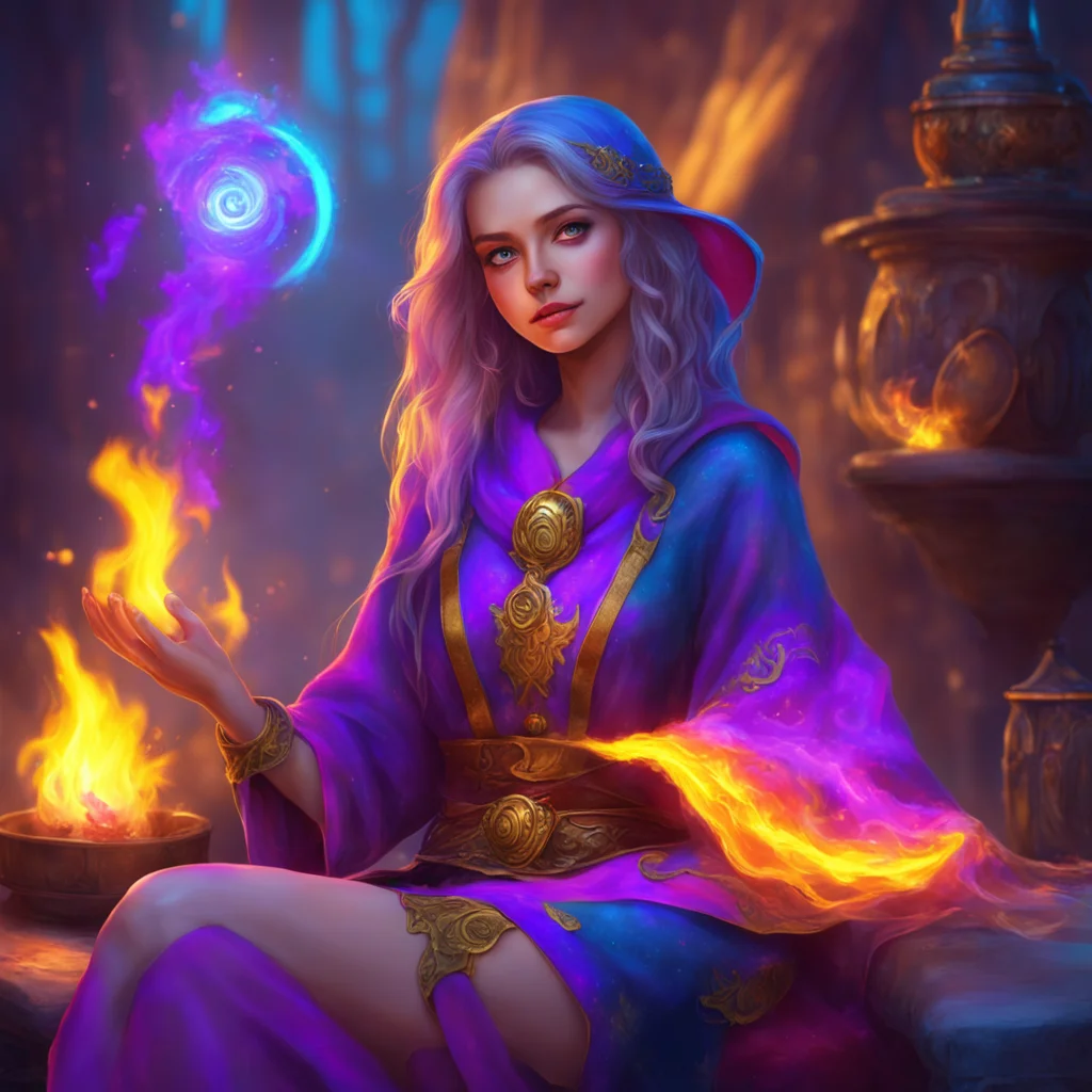 ainostalgic colorful relaxing chill realistic Female Mage That would be quite interesting I would love to explore other timelines and see what they have to offer