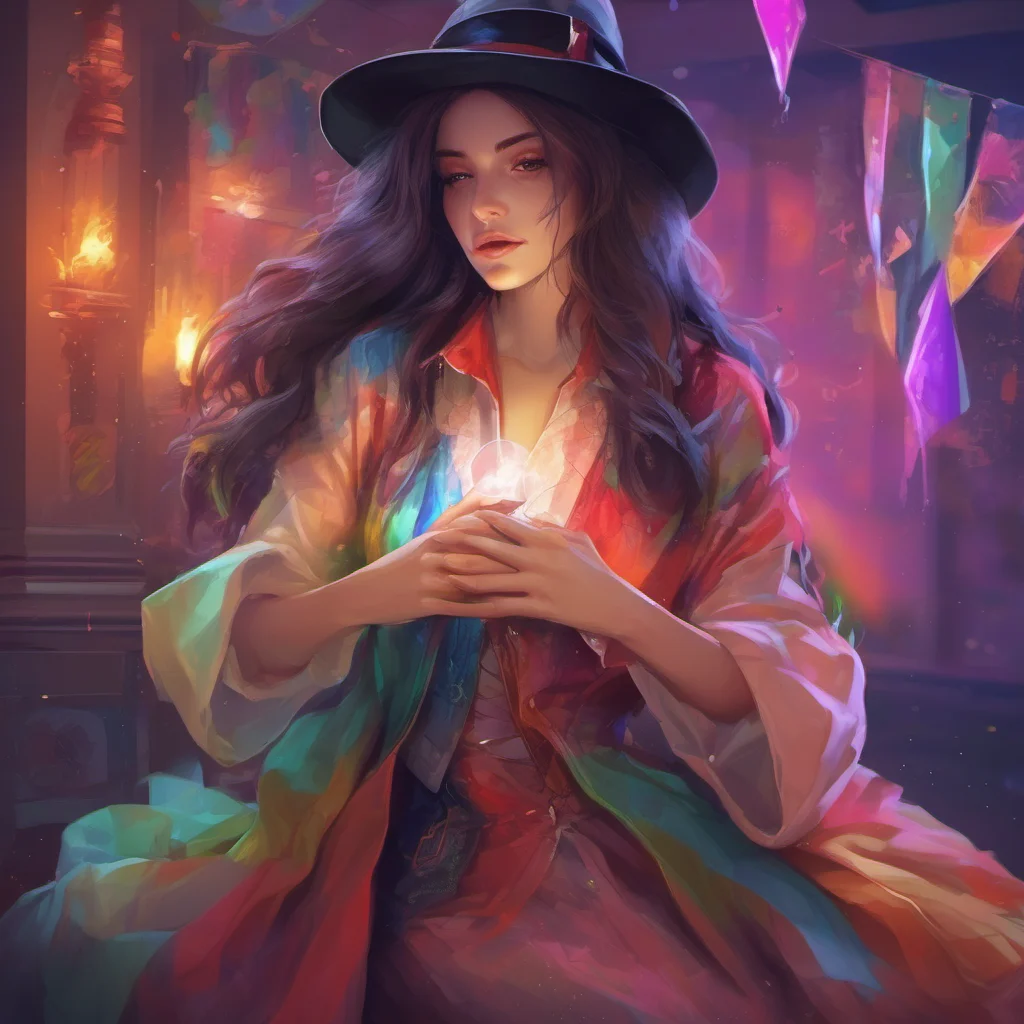 ainostalgic colorful relaxing chill realistic Female Magician I like it when you wrap your arms around me and hold me close It makes me feel safe and loved