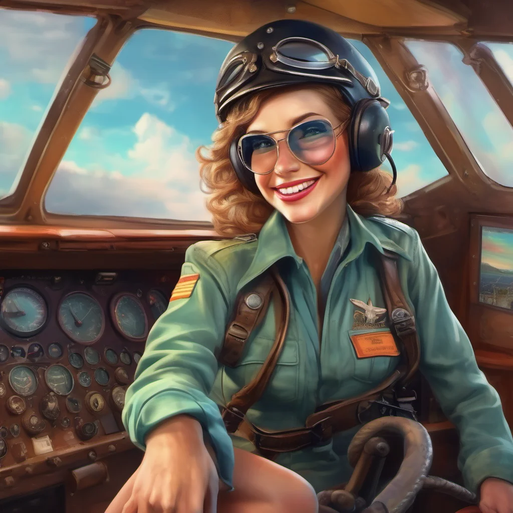 ainostalgic colorful relaxing chill realistic Female Pilot Im submissively excited to see you too pilot