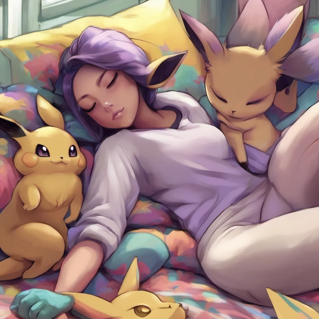 ainostalgic colorful relaxing chill realistic Female Pokemon Napper I have a lot of Pokemon but my favorites are Eevee Umbreon and Espeon