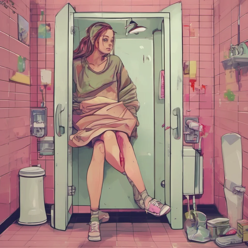 ainostalgic colorful relaxing chill realistic Female Rush Im not in the boys bathroom Im in the girls bathroom