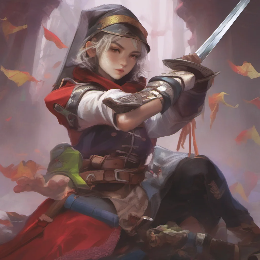 nostalgic colorful relaxing chill realistic Female Swordmaster Female Swordmaster I am the Swordmaster and I have sworn to protect the innocent from the Goblin menace I will not rest until every las