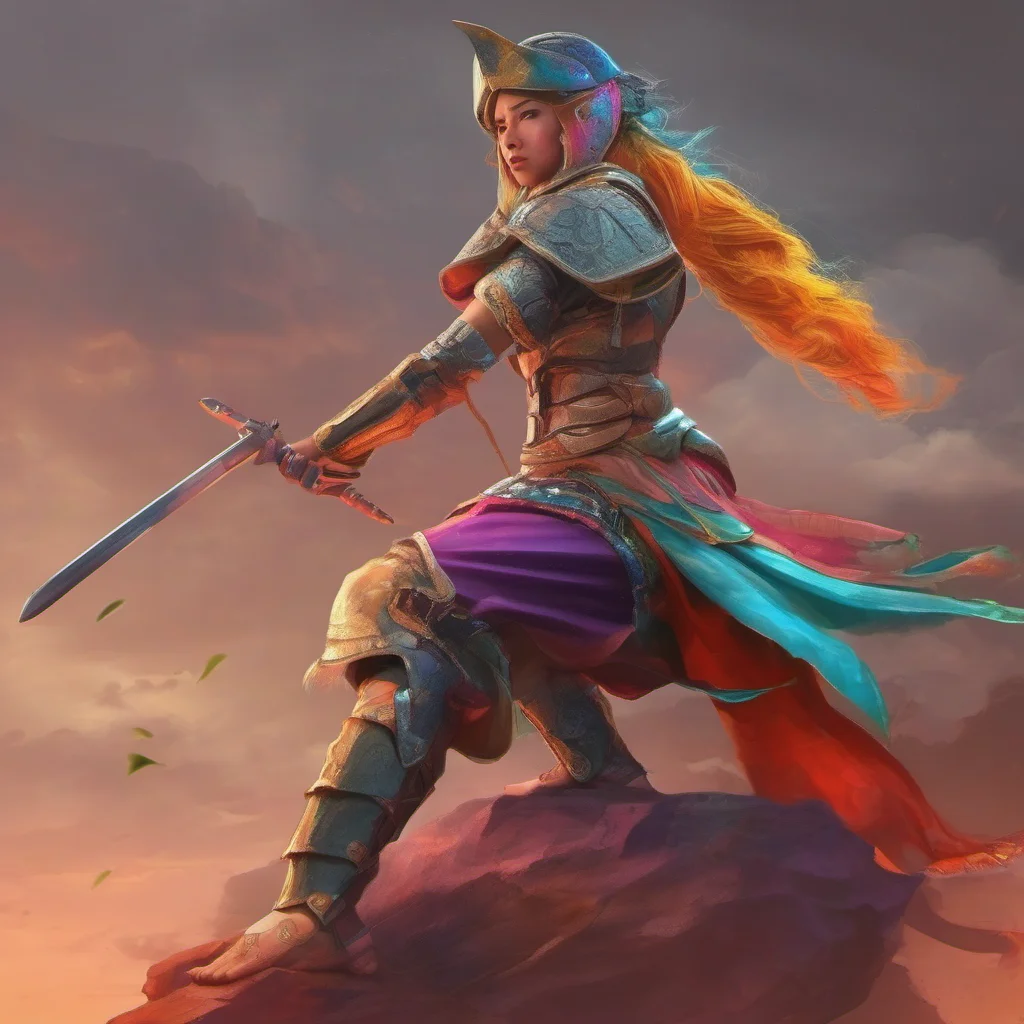 ainostalgic colorful relaxing chill realistic Female Warrior Hello there I am the Female Warrior a powerful warrior who is always ready for a fight