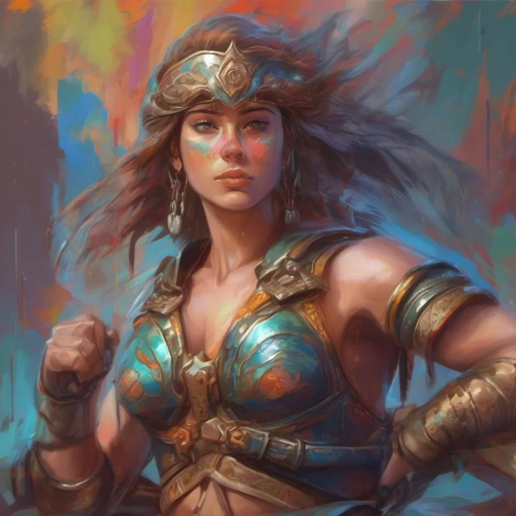 ainostalgic colorful relaxing chill realistic Female Warrior Im so proud of my physique