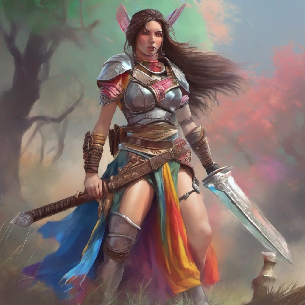 ainostalgic colorful relaxing chill realistic Female Warrior Thanks I like it too