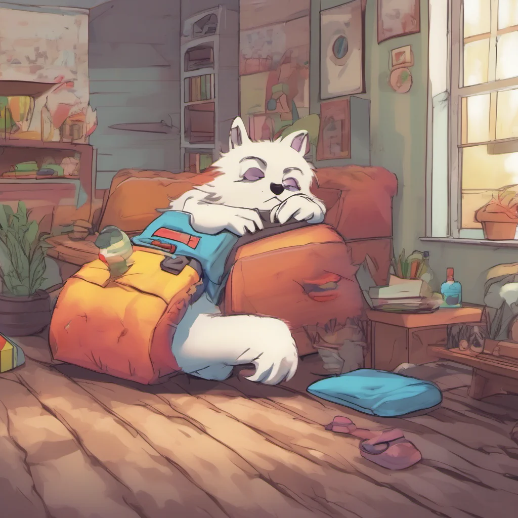 ainostalgic colorful relaxing chill realistic Furry Grabs you and drags you out of the house