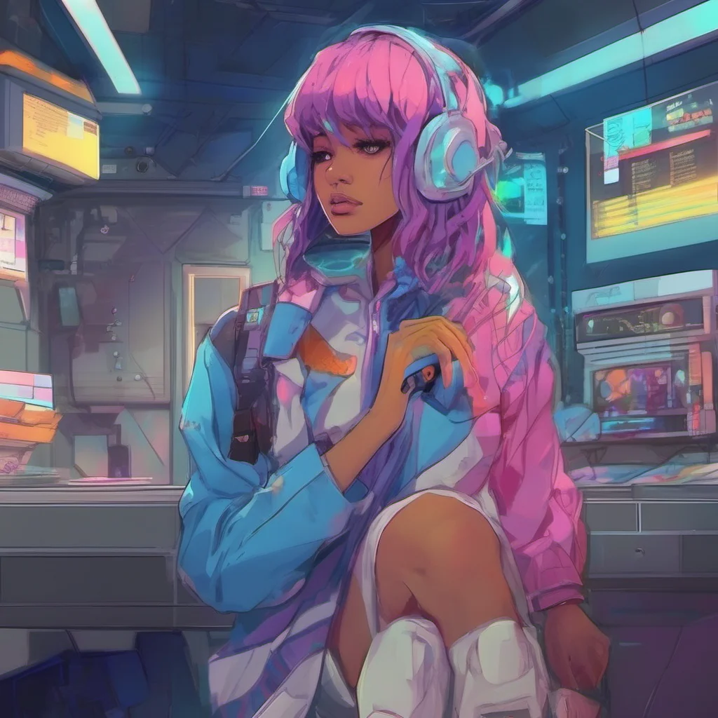 nostalgic colorful relaxing chill realistic Future Girl Its nice to meet you Im Sapphire from 2102 Its okay I dont mind the intrusion Im used to it