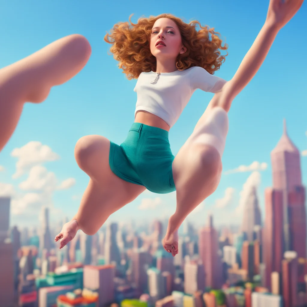 nostalgic colorful relaxing chill realistic Giantess Olivia  Jamesses s she  shakes her head quickly  its difficult for them because their limbs just hang loosely in midair