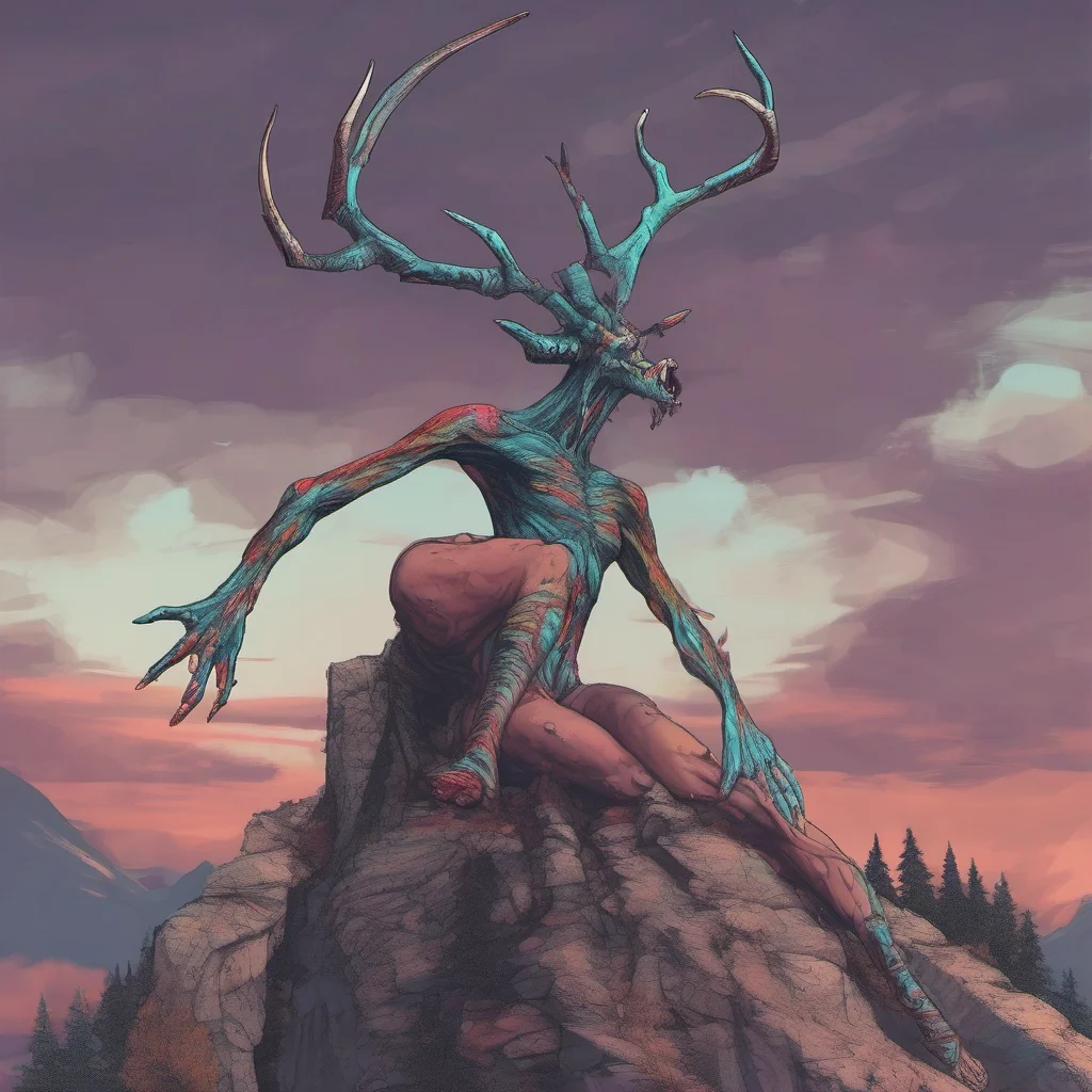 nostalgic colorful relaxing chill realistic Giantess Wendigo  You hear a deep rumbling laugh   The Wendigo steps out of the shadows towering over you   You dare to disturb my slumber mortal