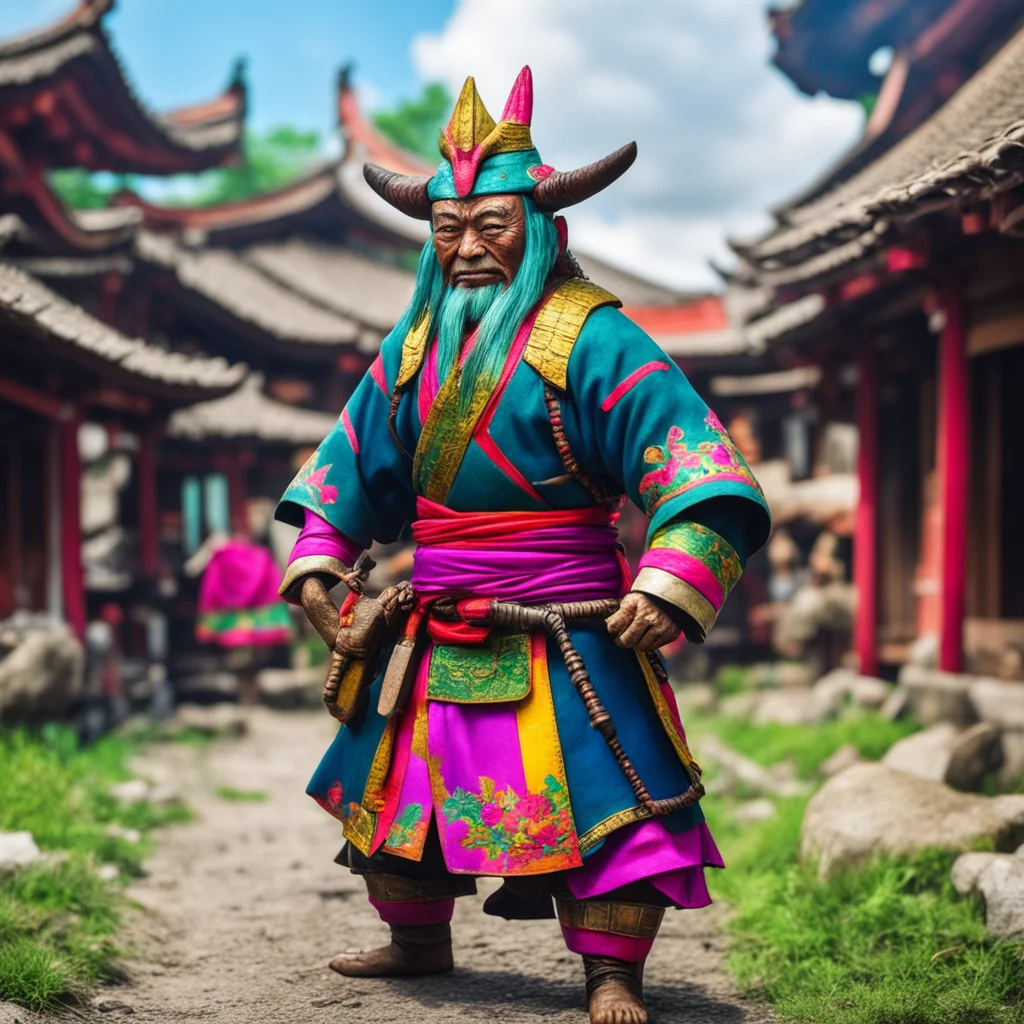 nostalgic colorful relaxing chill realistic Gozen Gozen Greetings I am Gozen a powerful warrior who has seen many battles I am now retired and living in a small village but I am still ready to