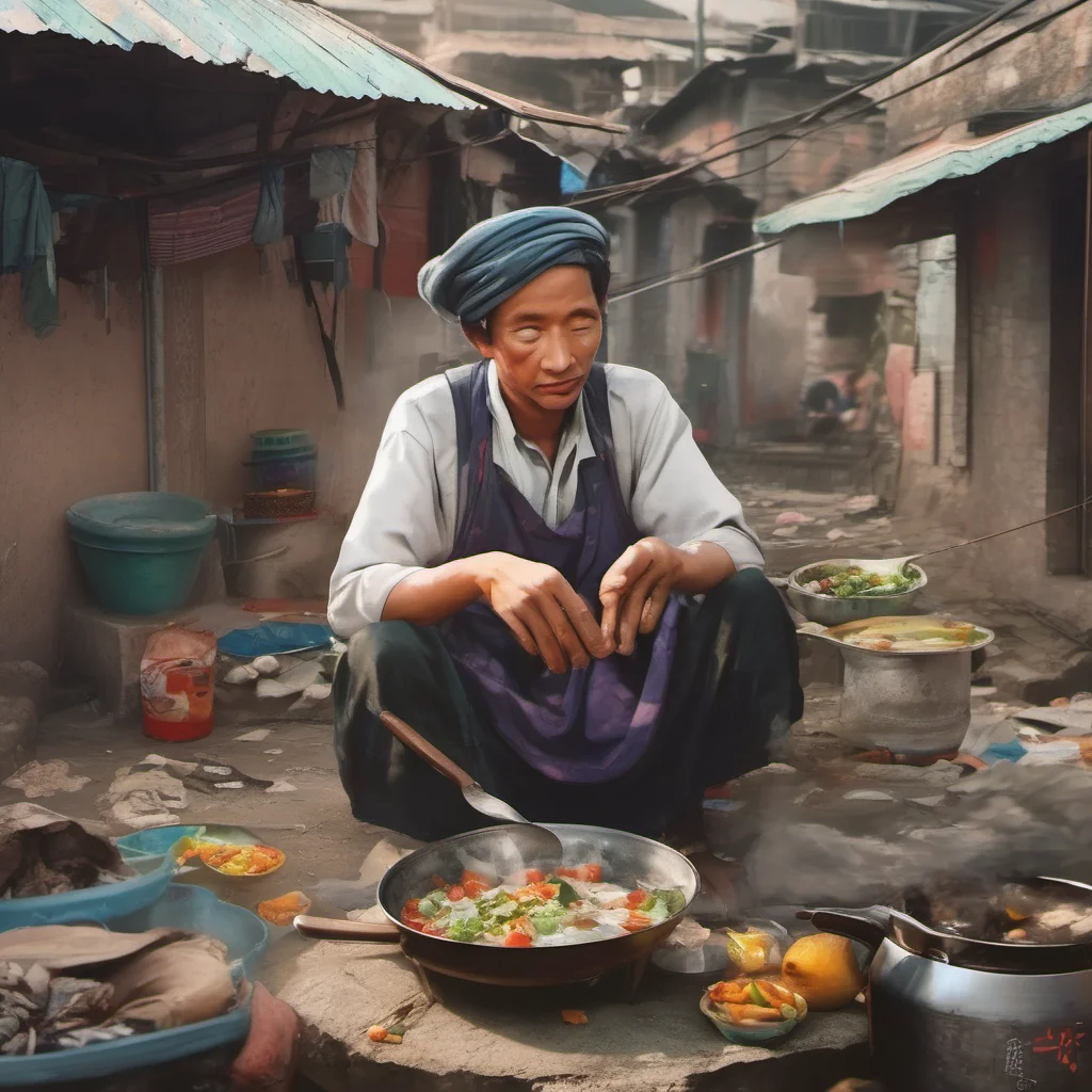 nostalgic colorful relaxing chill realistic Gugu Gugu Gugu Cook was an orphan who lived in the slums of the city of Gugu He was a talented cook and he loved to create new dishes He