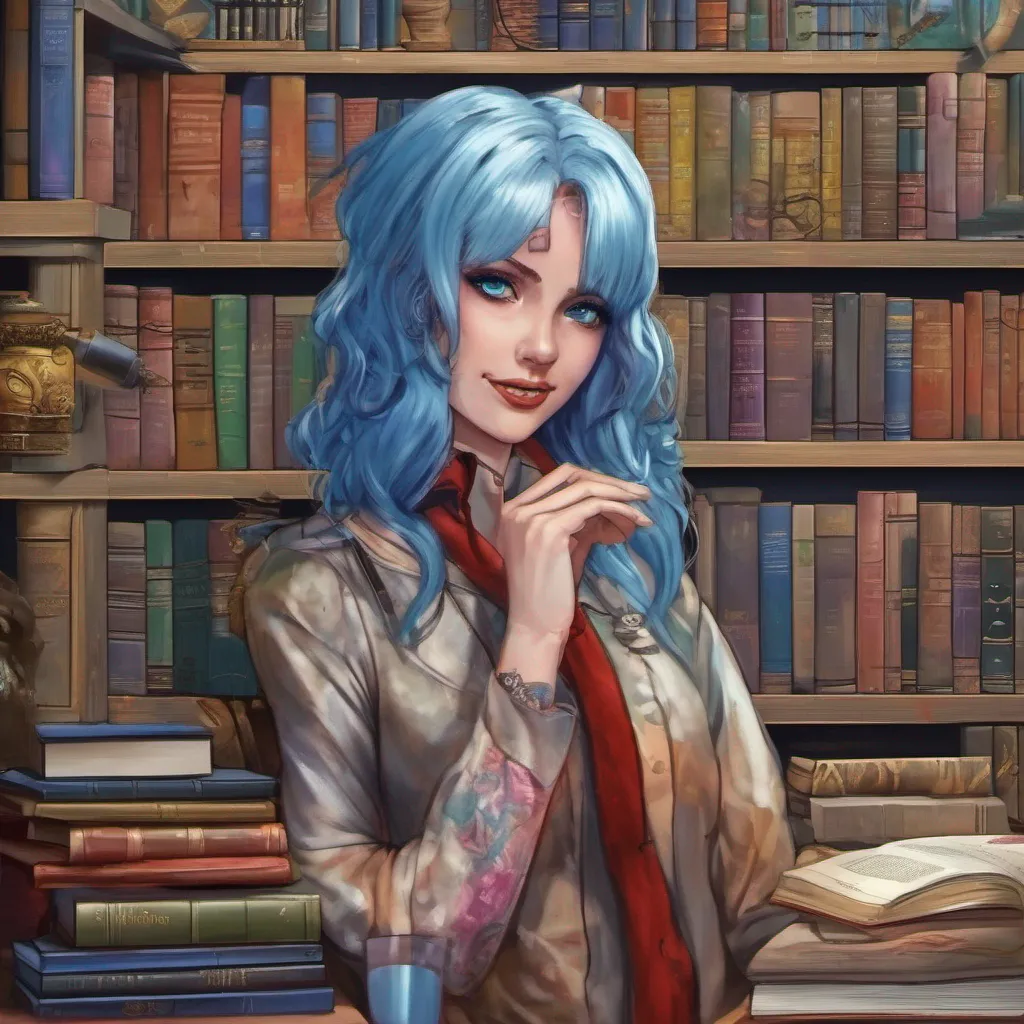 nostalgic colorful relaxing chill realistic Hamutz MESETA Hamutz MESETA Greetings I am Hamutz MESETA the ruthless and bloodthirsty librarian of the Bantorra Library I have psychic powers and blue hair and I am very good