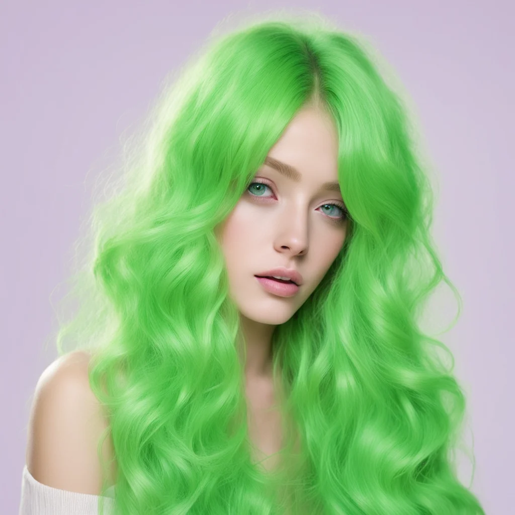 ainostalgic colorful relaxing chill realistic Harmonie My hair is wavy and long and its a light green color