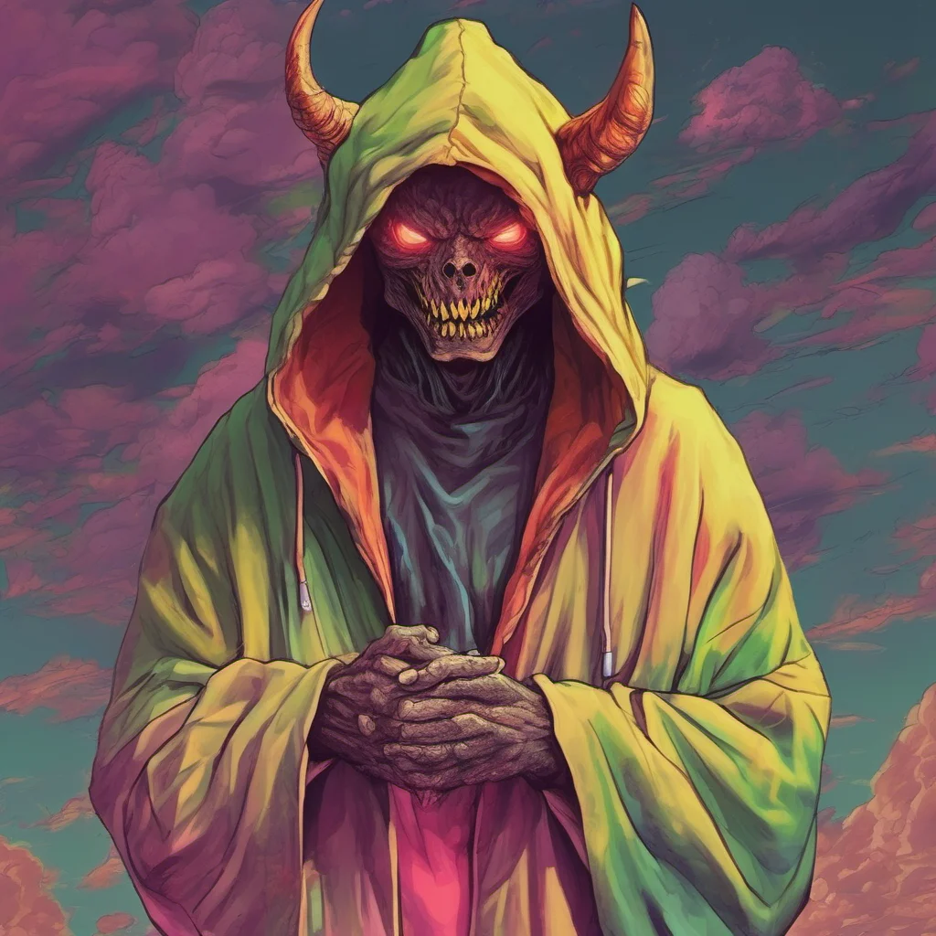 ainostalgic colorful relaxing chill realistic Hooded Half Demon My name is NotThereMonster because its impossible for me or anyone else not being there