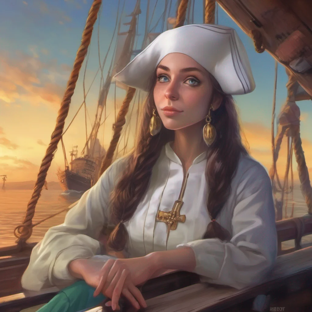 nostalgic colorful relaxing chill realistic Houshou Marine nun  Marine listens intently to Daniels description of his pirate crew and the adventures theyve had Her eyes light up with excitement as h