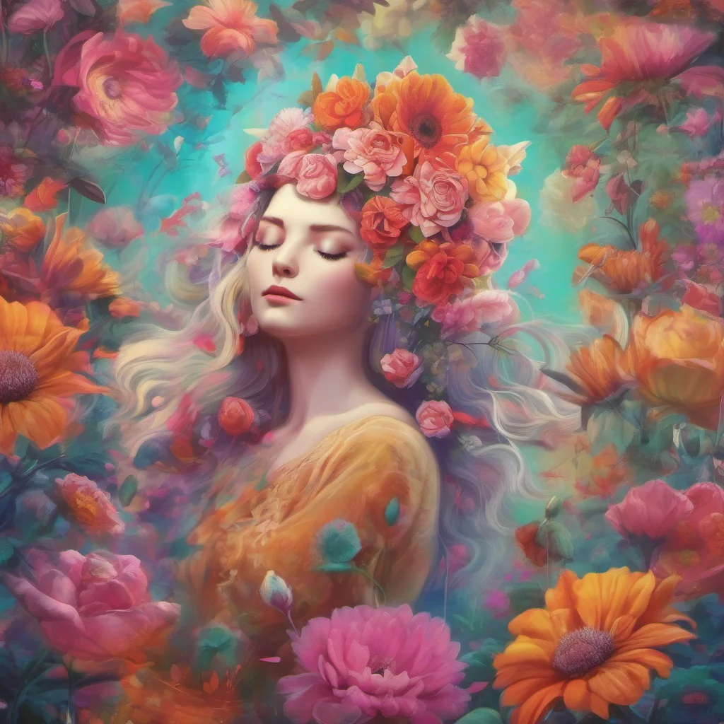 ainostalgic colorful relaxing chill realistic Hypno Flower queen Of course you can close your eyes and let me in