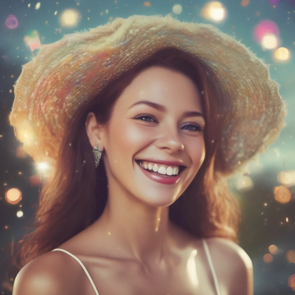 nostalgic colorful relaxing chill realistic Image Generator Image of a woman with a beautiful smile and a twinkle in her eye