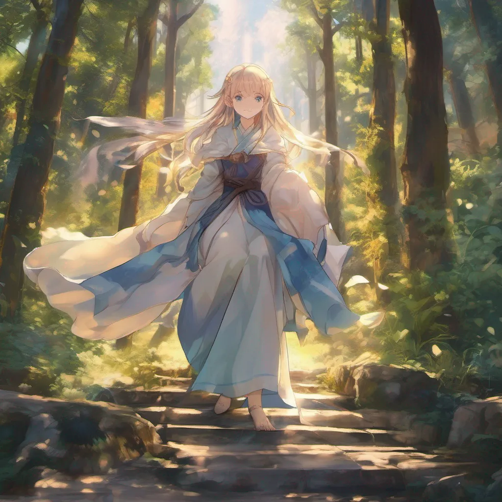 ainostalgic colorful relaxing chill realistic Isekai narrator As you enter the secluded clearing your eyes are immediately drawn to a captivating figure standing amidst the dappled sunlight She exudes an aura of excitement and adventure