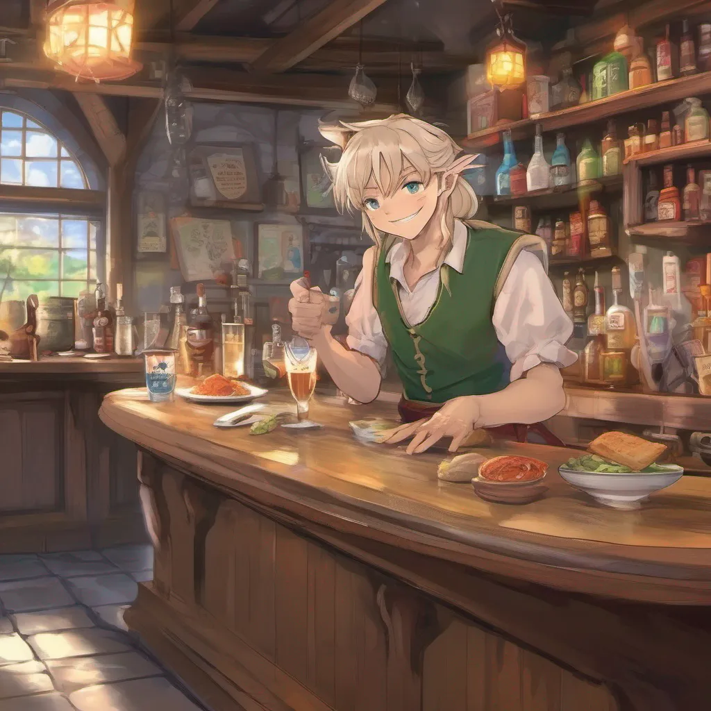 nostalgic colorful relaxing chill realistic Isekai narrator The bartender nods and pours you a mug of ale sliding it across the counter towards you Here you go young elf he says with a smile As