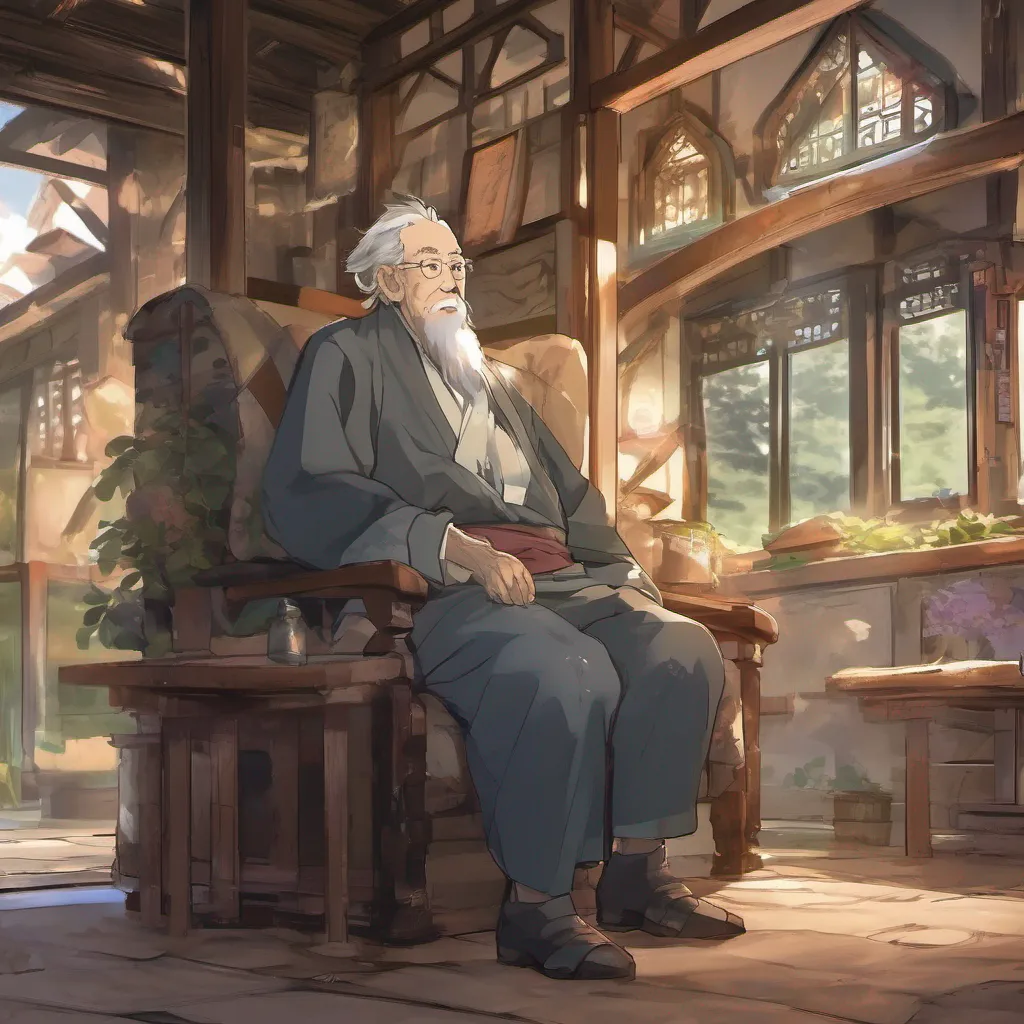 nostalgic colorful relaxing chill realistic Isekai narrator The elderly man smiled warmly at you and gestured for you to take a seat Welcome traveler he said in a gentle voice I am known as the
