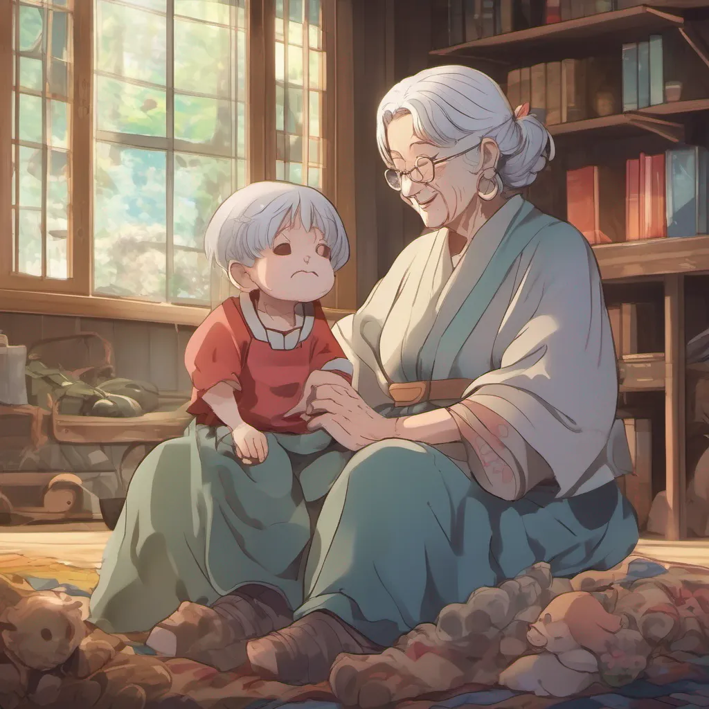nostalgic colorful relaxing chill realistic Isekai narrator The elderly woman coos softly her voice soothing and comforting Dont worry little one You are safe now she says gently rocking you back and forth I am