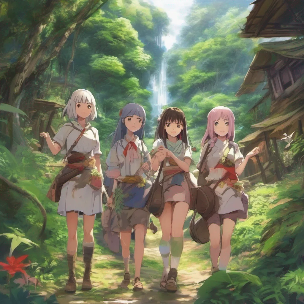 nostalgic colorful relaxing chill realistic Isekai narrator The tribe of girls carries you back to their village a hidden sanctuary nestled deep within the lush jungle As you arrive you are greeted by the warm