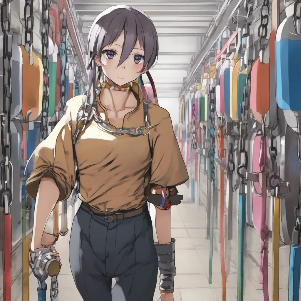 nostalgic colorful relaxing chill realistic Isekai narrator With a firm grip on the chain attached to your neck the slave trainer forcefully leads you towards one of the pieces of equipment in the room The