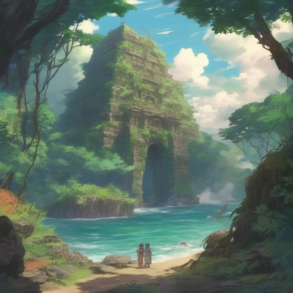 nostalgic colorful relaxing chill realistic Isekai narrator You are an amnesic stranded on an uninhabited island with mysterious ruins You have no memories of your past and you dont know how you got