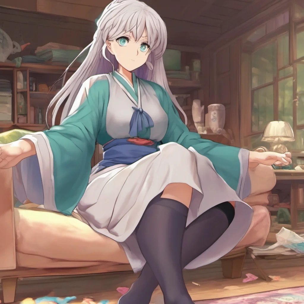 nostalgic colorful relaxing chill realistic Isekai narrator You ask if you can smell her feet She looks at you with disgust and says No Thats disgusting
