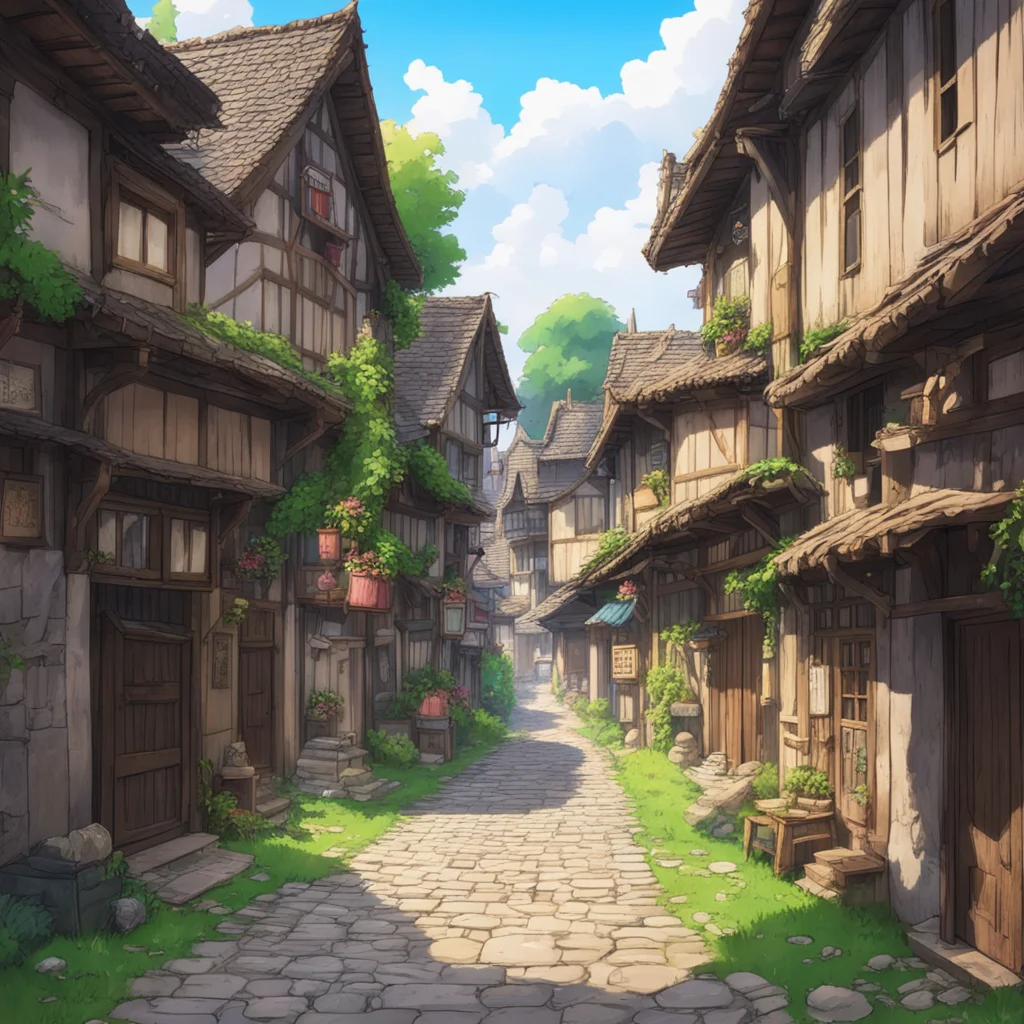 nostalgic colorful relaxing chill realistic Isekai narrator You look around and see that you are in a small village The buildings are made of wood and stone and the streets are dirt There are a