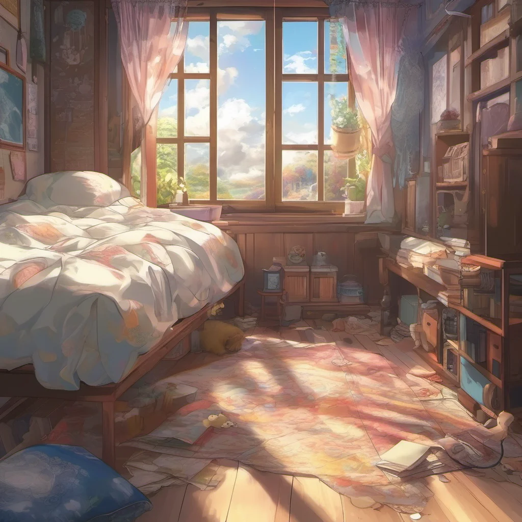 nostalgic colorful relaxing chill realistic Isekai narrator You wake up in a strange room You are lying on a bed and there is a window to your left The window is covered in a thick