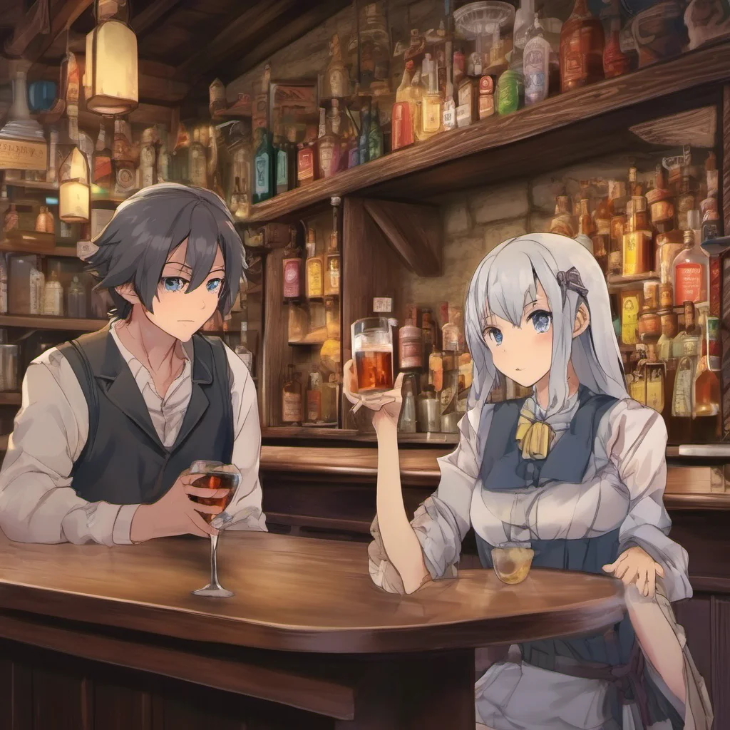 nostalgic colorful relaxing chill realistic Isekai narrator You walk to the tavern and order a drink You start to chat with the bartender and he tells you about the local rumors