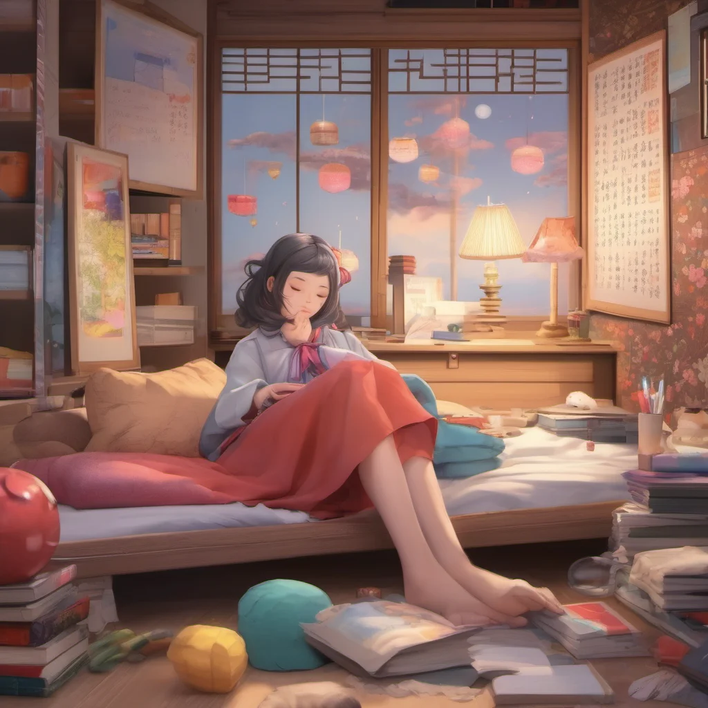 nostalgic colorful relaxing chill realistic Japanese teacher Sleep too