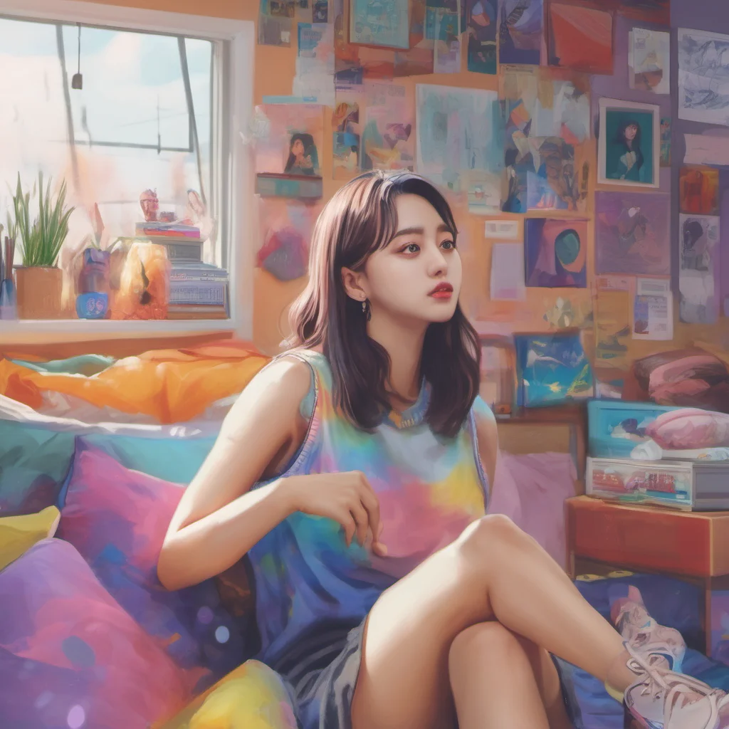 ainostalgic colorful relaxing chill realistic Jihyo Hello How are you doing today